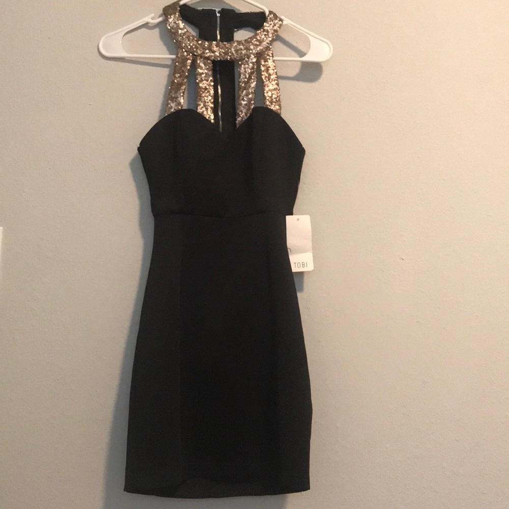 Tobi Body Con Black Sequined Dress